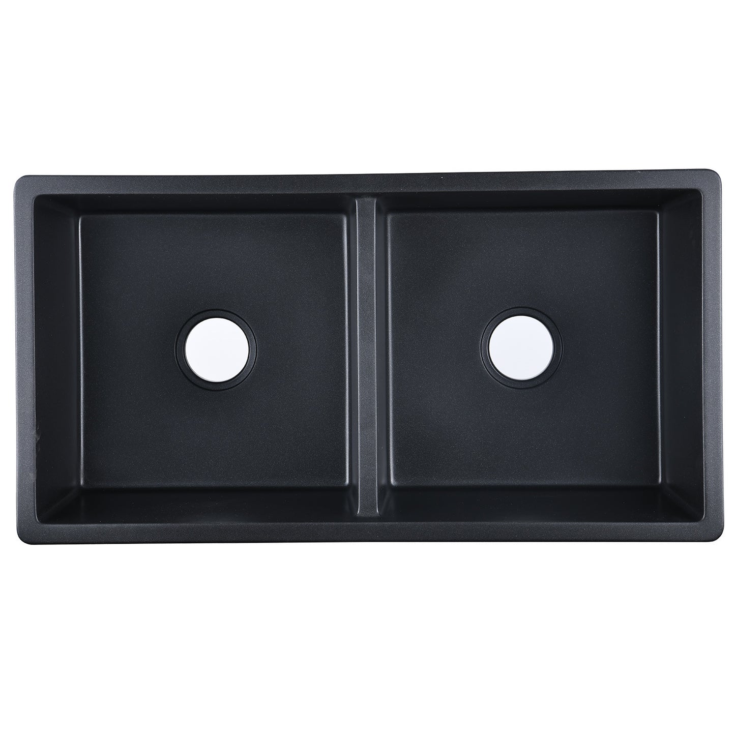 33 L x 19 W Matte Black Quartz Farmhouse Double Bowl Kitchen Sink