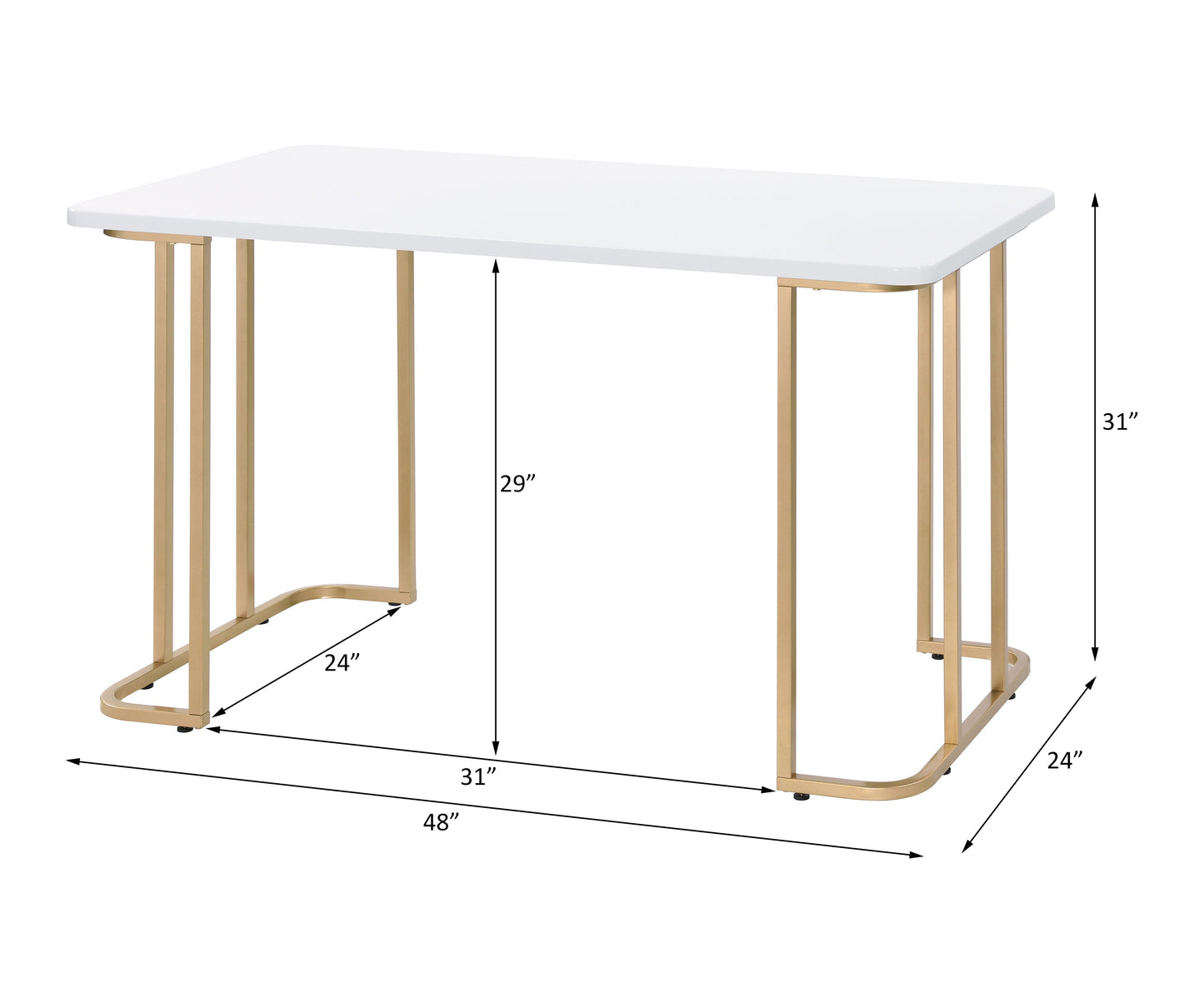 Elegant White and Gold Writing Desk - Contemporary Workspace Essential