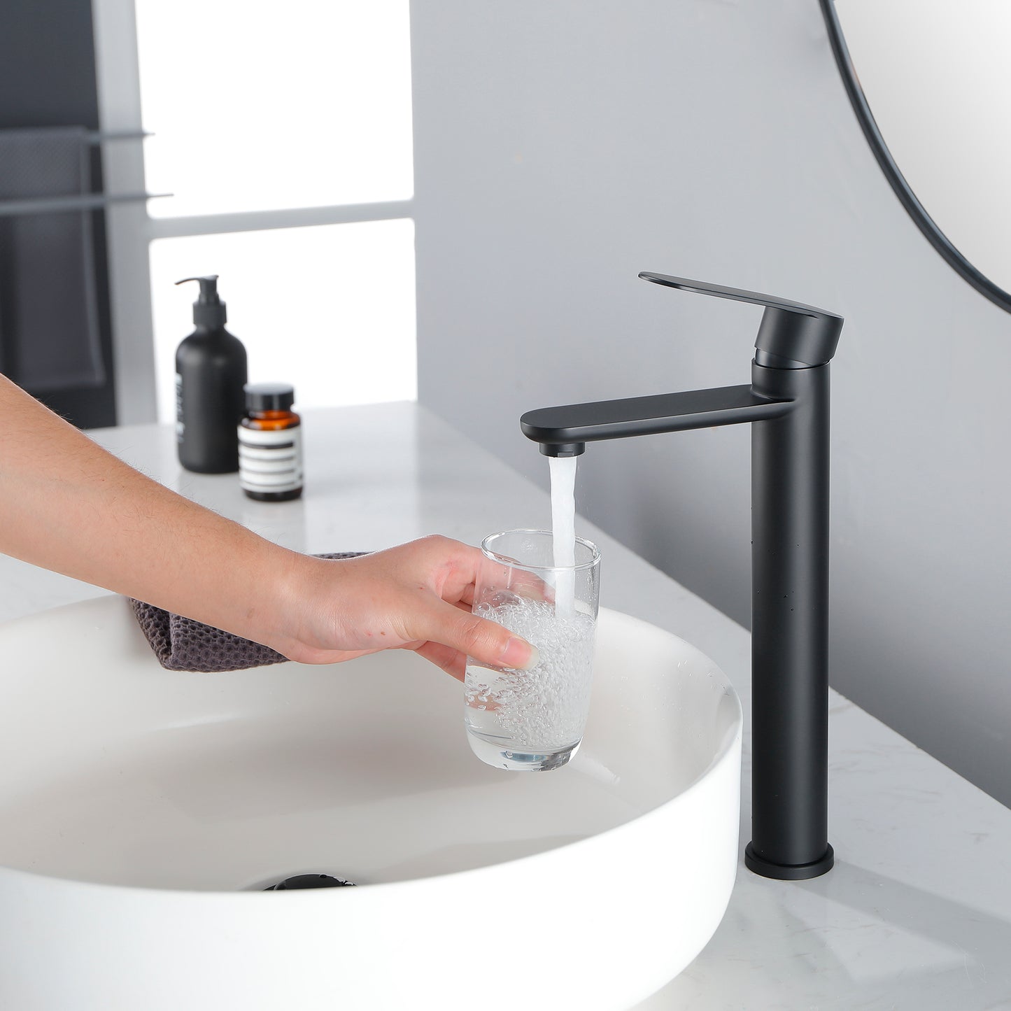 Elegant Matte Black Brass Bathroom Faucet