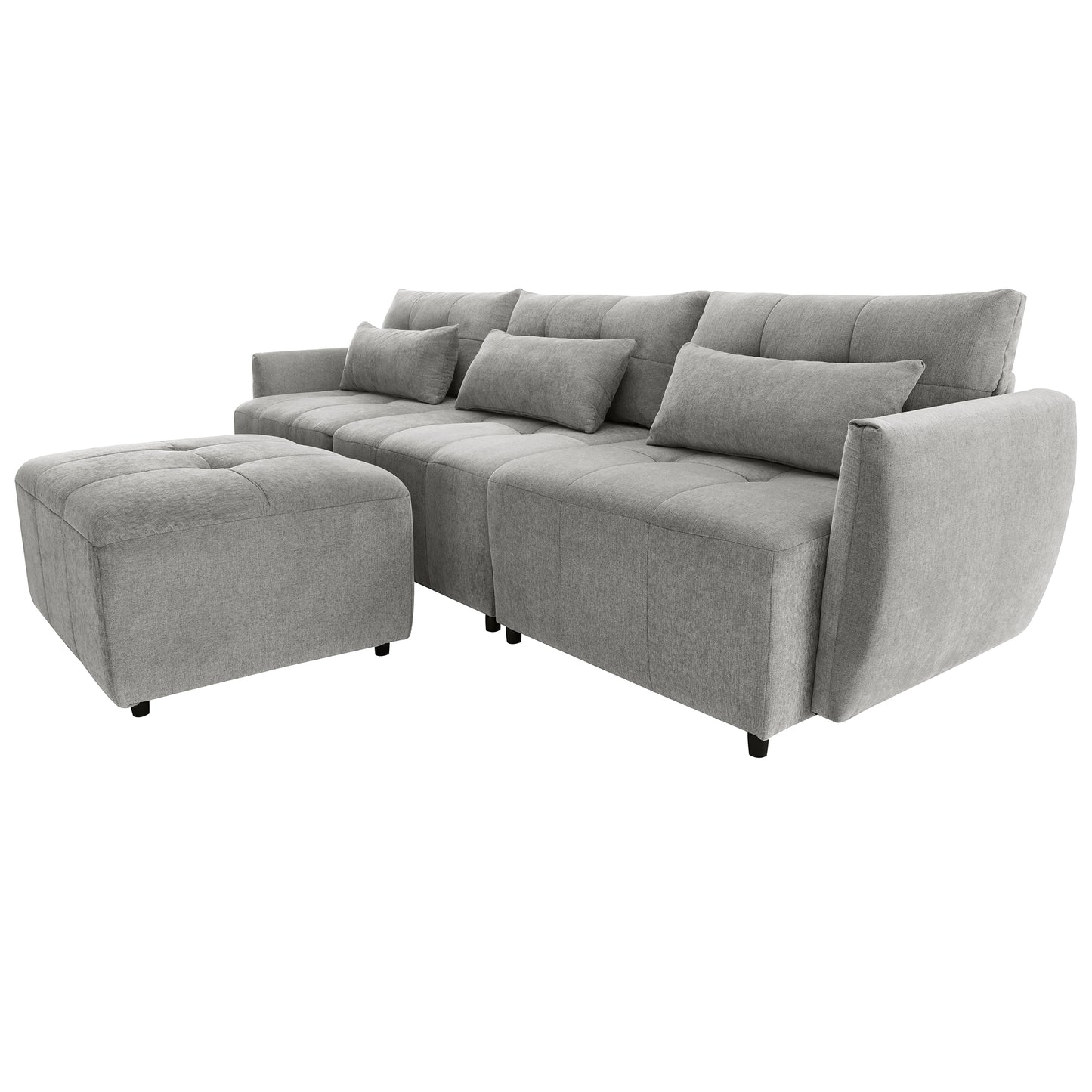 Convertible L-Shaped Sectional Sofa with Movable Ottoman and USB Ports