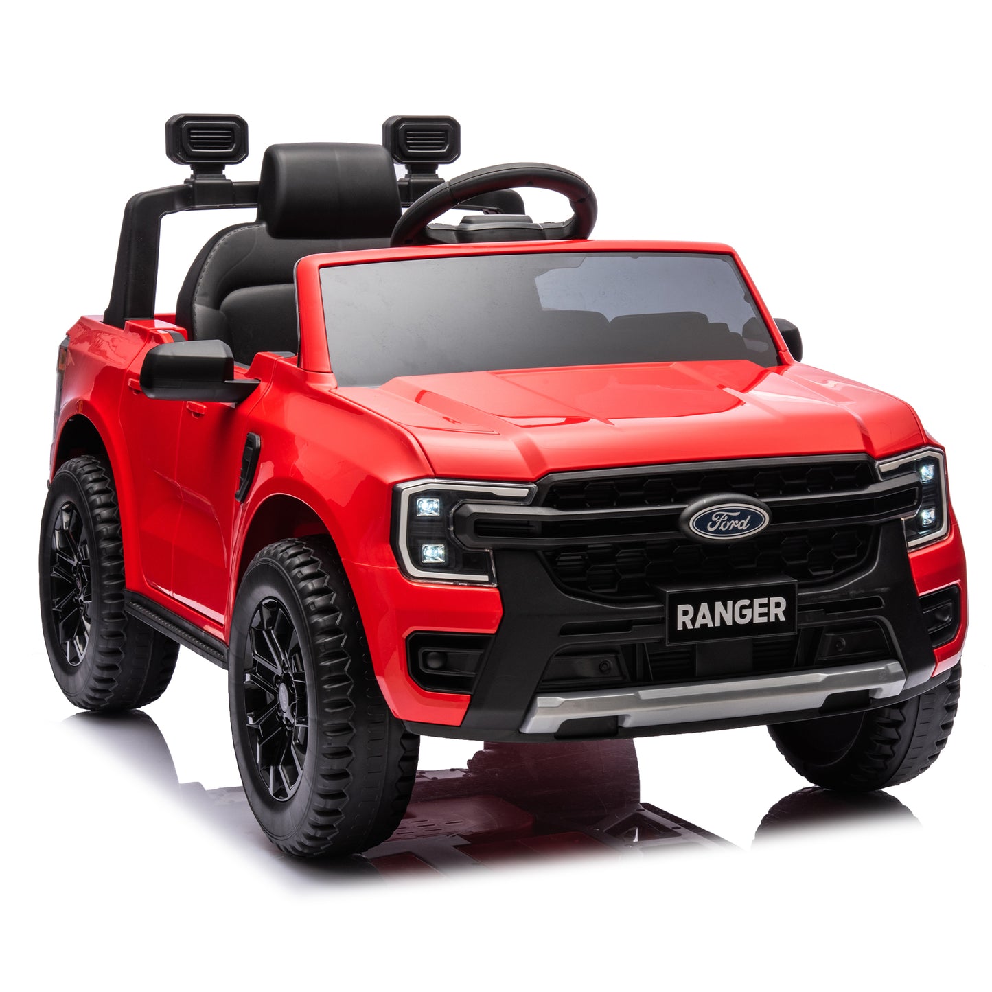 12V Kids Ride On Car W/Parents Remote Control,Licensed Ford Ranger,2WD,Rear wheel suspension,Low Start,Headlight,Horn,MP3,Bluetooth,Adjustable speed,Speed 1.86-4.97 mph for kids aged 3-6.