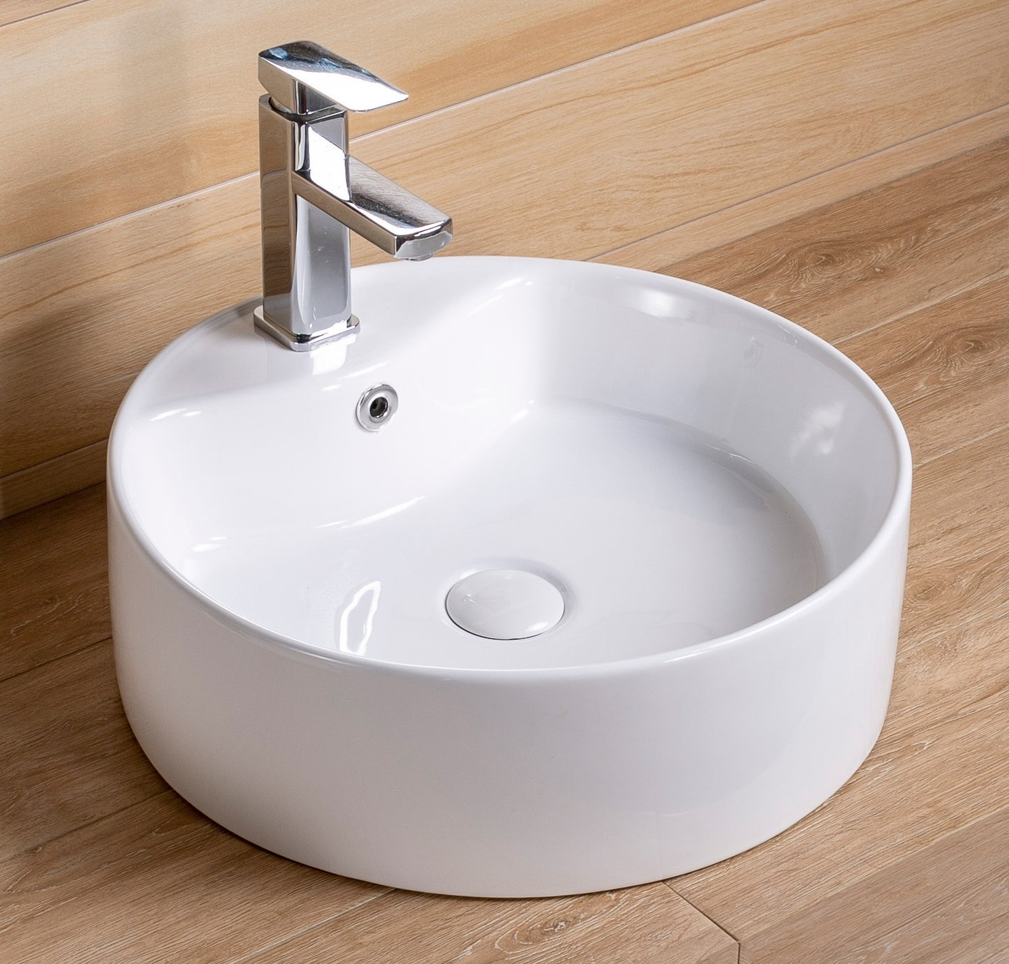 Vessel Bathroom Sink Basin in White Ceramic