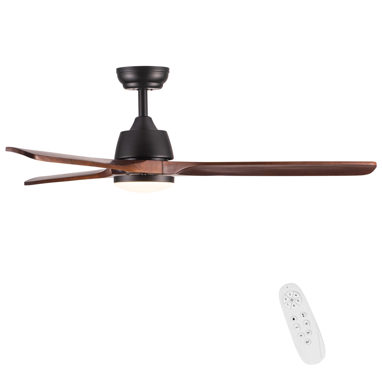 52 Inch Integrated LED Ceiling Fan with Solid Wood Blades and Color Changing Light