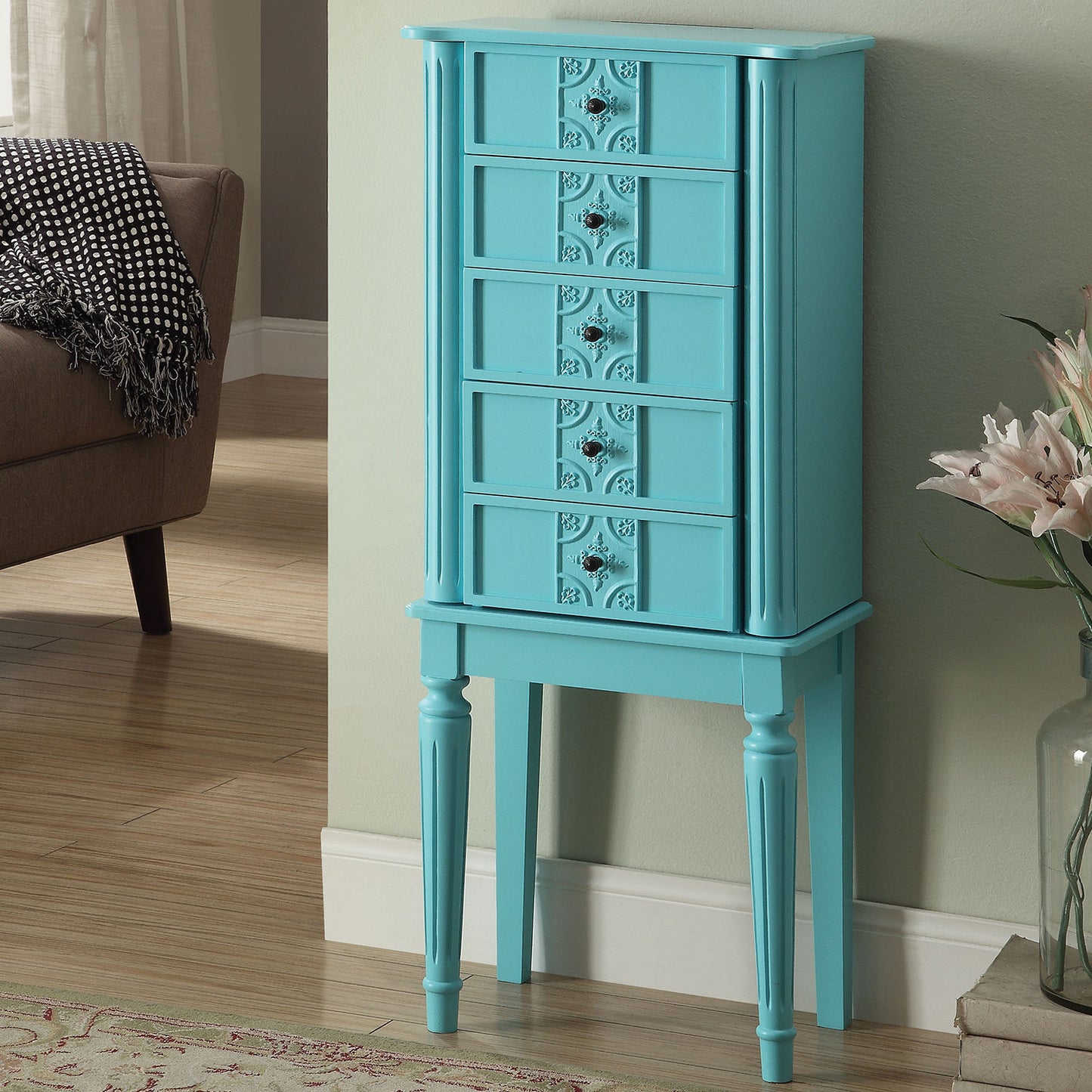 Tammy Jewelry Armoire in Light Blue 97170