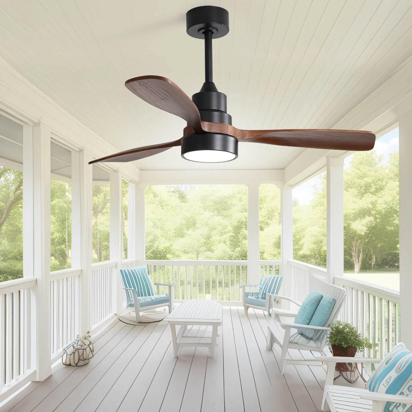 Elegant 48-Inch Ceiling Fan with Wood Blades and Remote Control