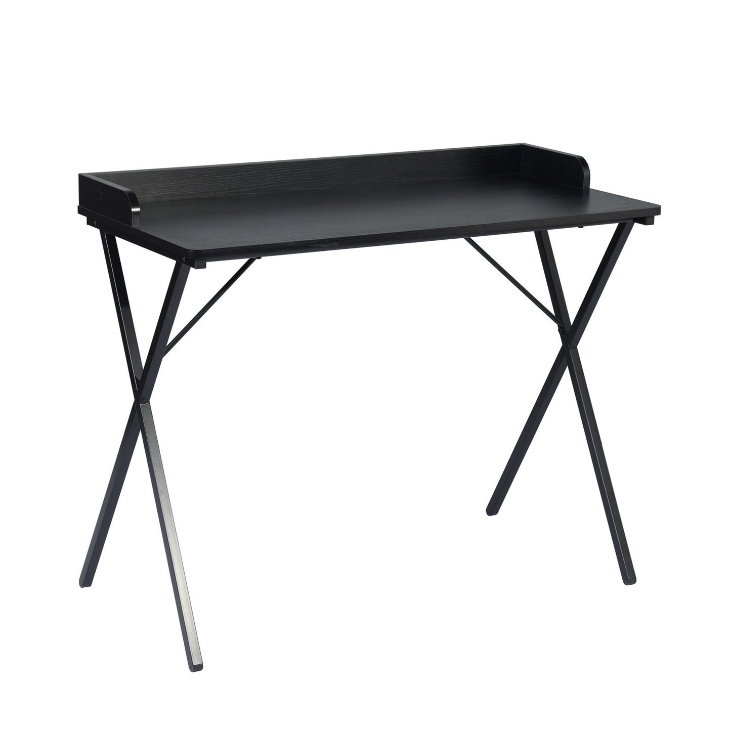 Black Elegant Rectangular Computer Desk with Metal Legs - 39.4