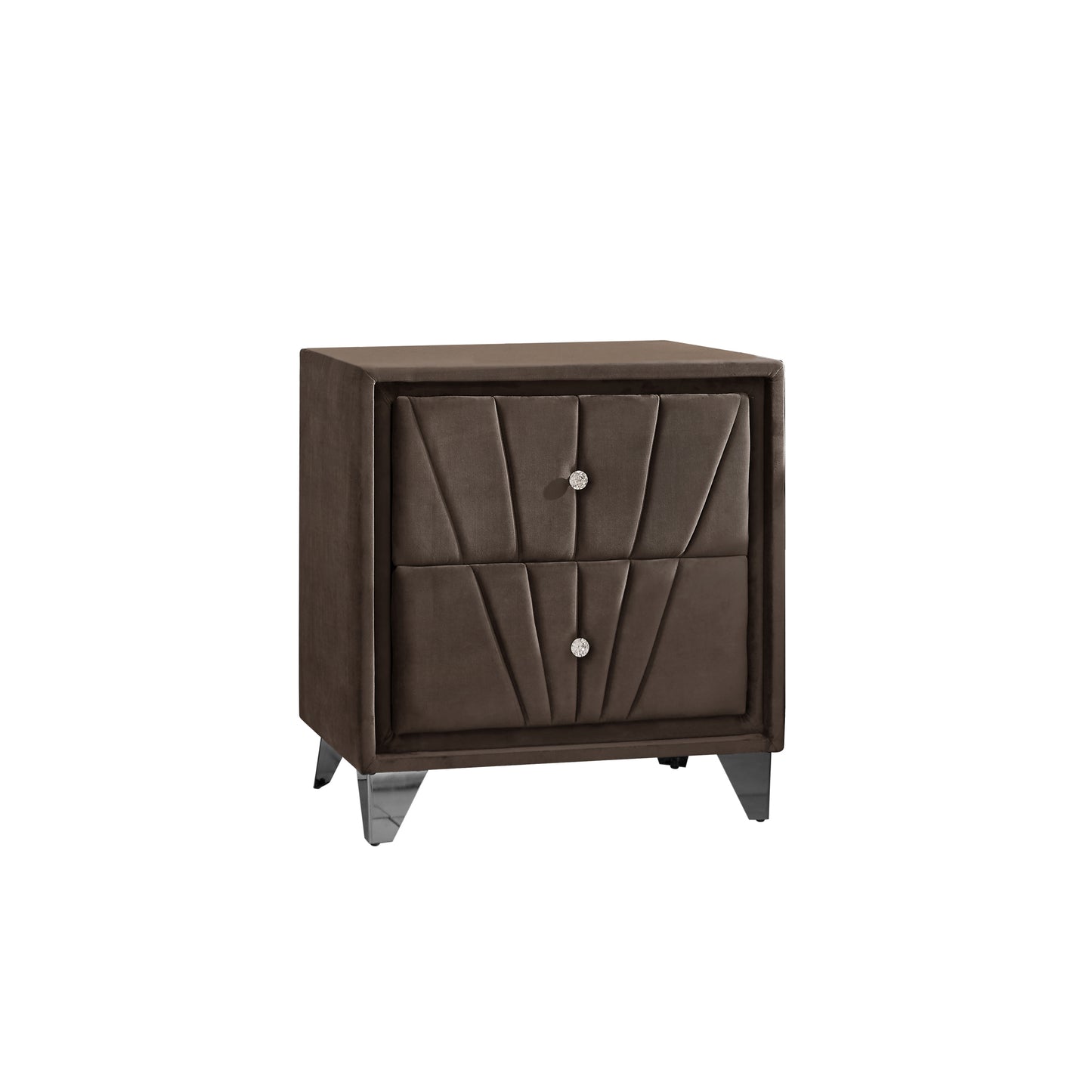 B108-TA Simple beautiful double-decker nightstand, metal legs with Electroplate，Brown Flannelette