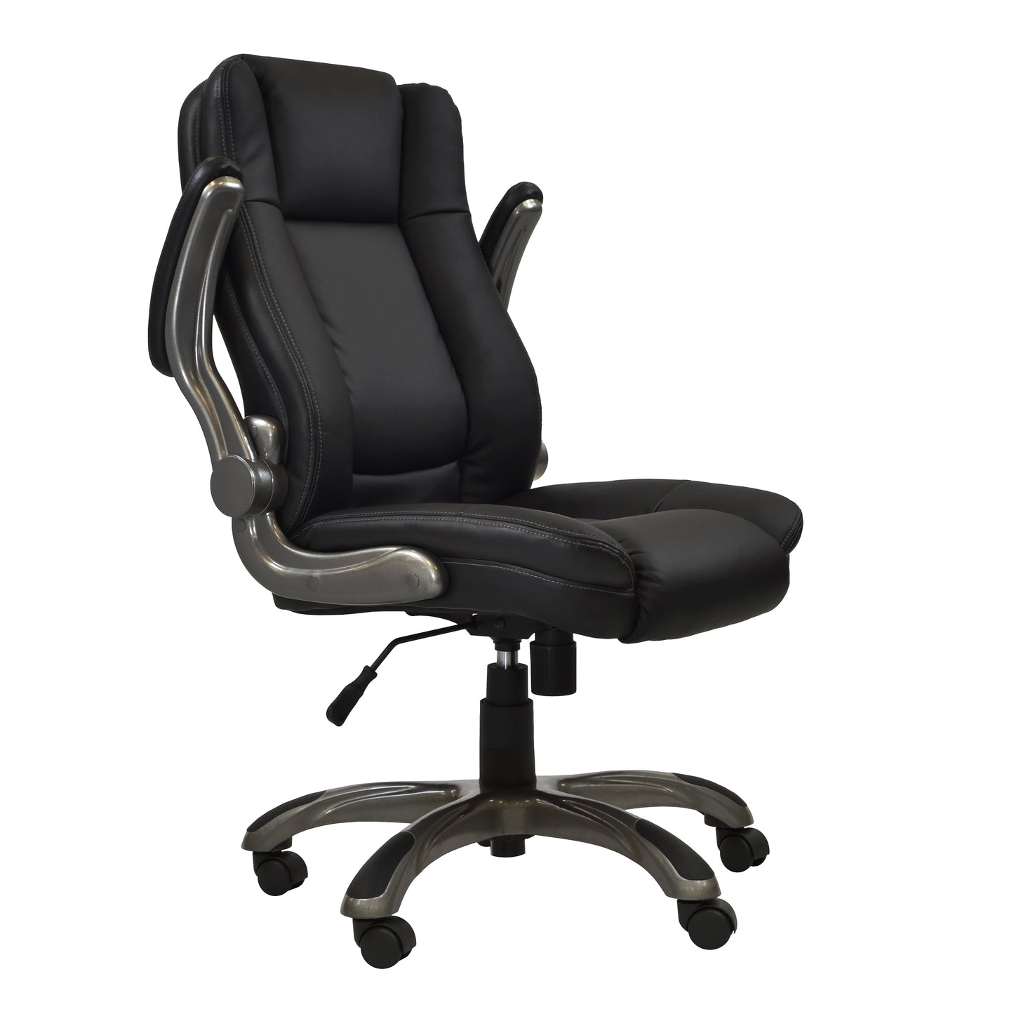 Medium Back Executive Office Chair with Flip-up Arms, Black