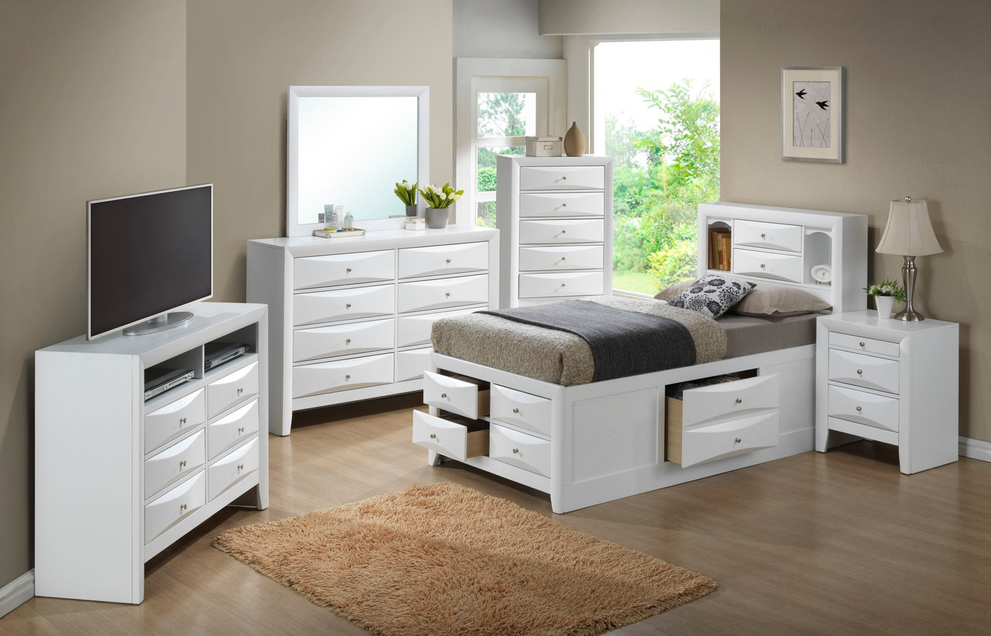 Marilla G1570G-TSB3 Twin Storage Bed , White