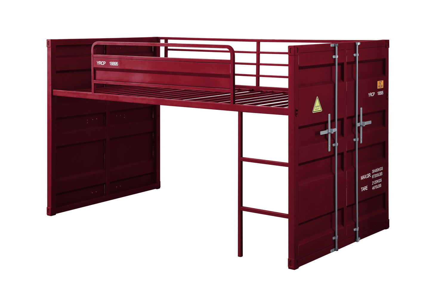 Cargo Twin Loft Bed w/Slide, Red Finish 38300