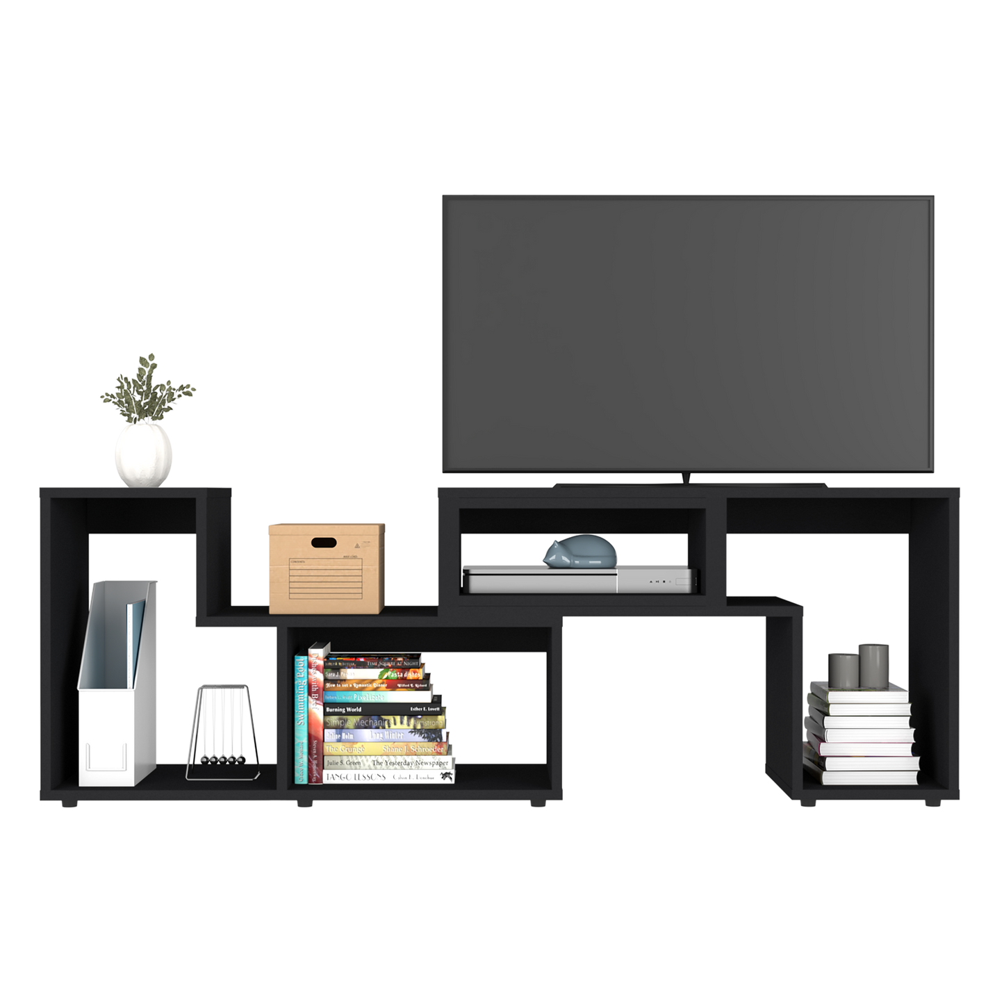 Houston Extendable Black TV Stand for Living Room