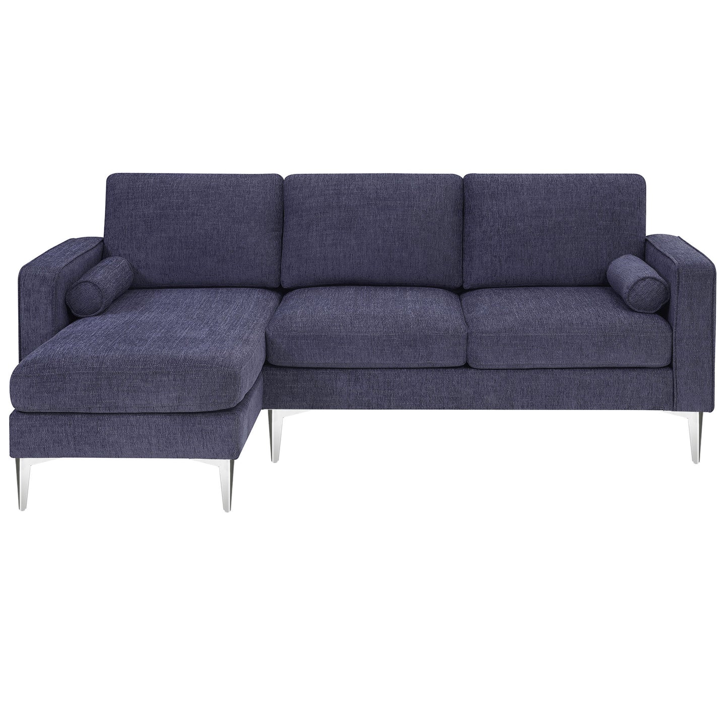 86 Modern Chenille Fabric Convertible Sectional Sofa with Reversible Chaise and 3-Seat Design