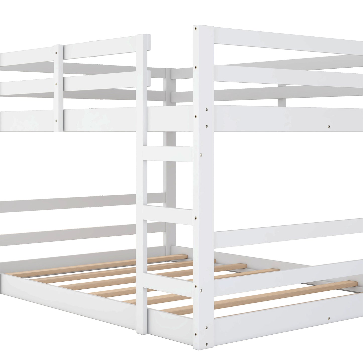 White Twin Over Full Bunk Bed with Ladder