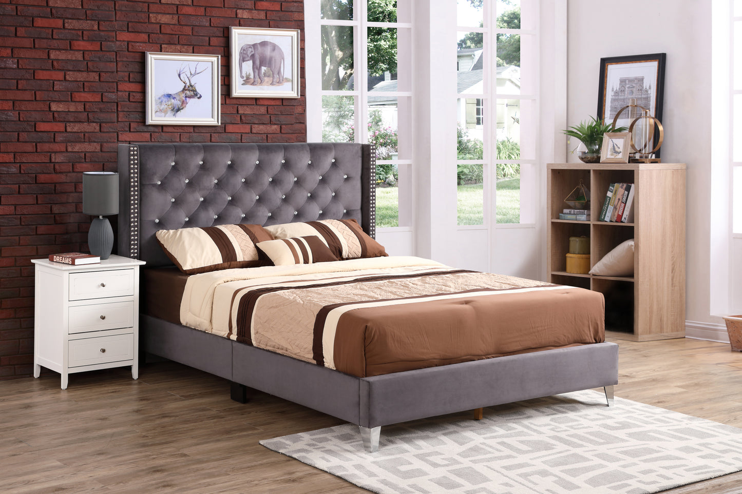 Julie G1920-FB-UP Full Upholstered Bed , GRAY