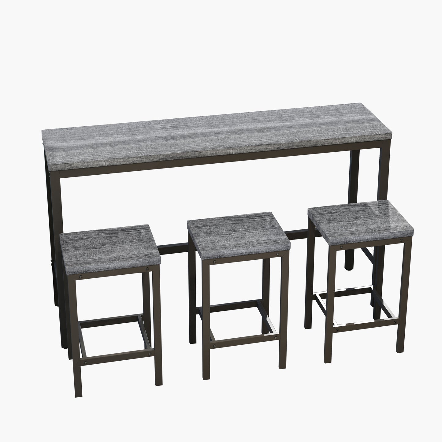 Modern Design Kitchen Dining Table, Pub Table, Long Dining Table Set with 3 Stools, Easy Assembly, Gray (Same SKU:W75753845)