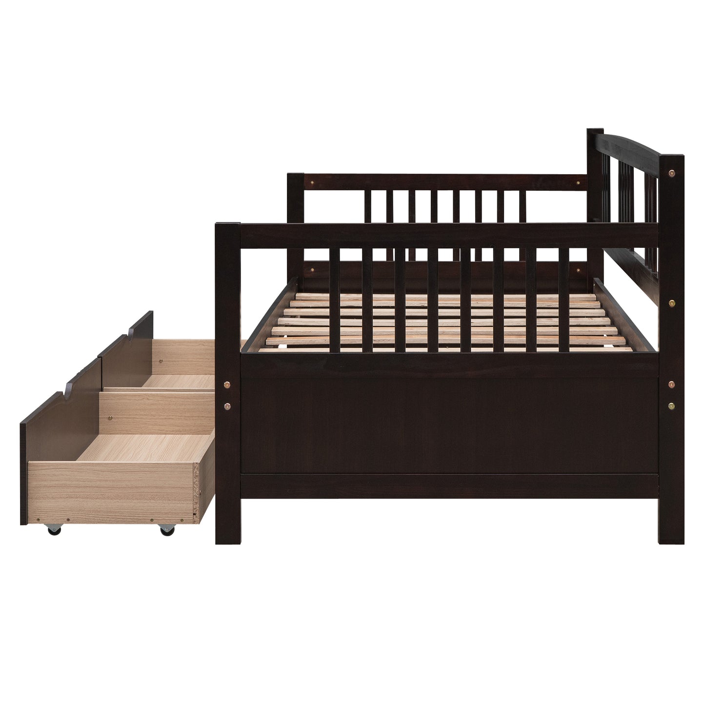 Twin Size Daybed Wood Bed with Two Drawers,Espresso(OLD SKU:LP000057AAP)