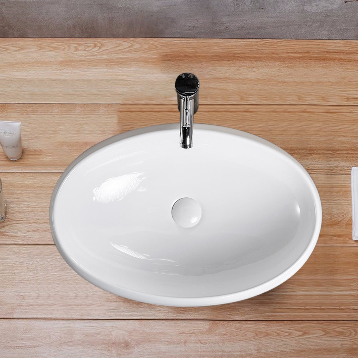 Vessel Bathroom Sink Basin in White Ceramic