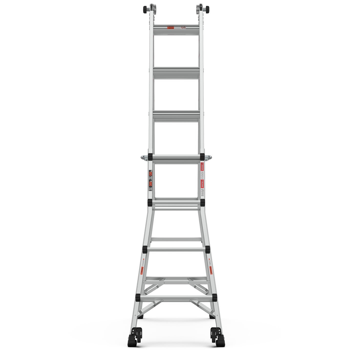 Aluminum Multi-Position Ladder with Wheels, 300 lbs Weight Rating, 17 FT