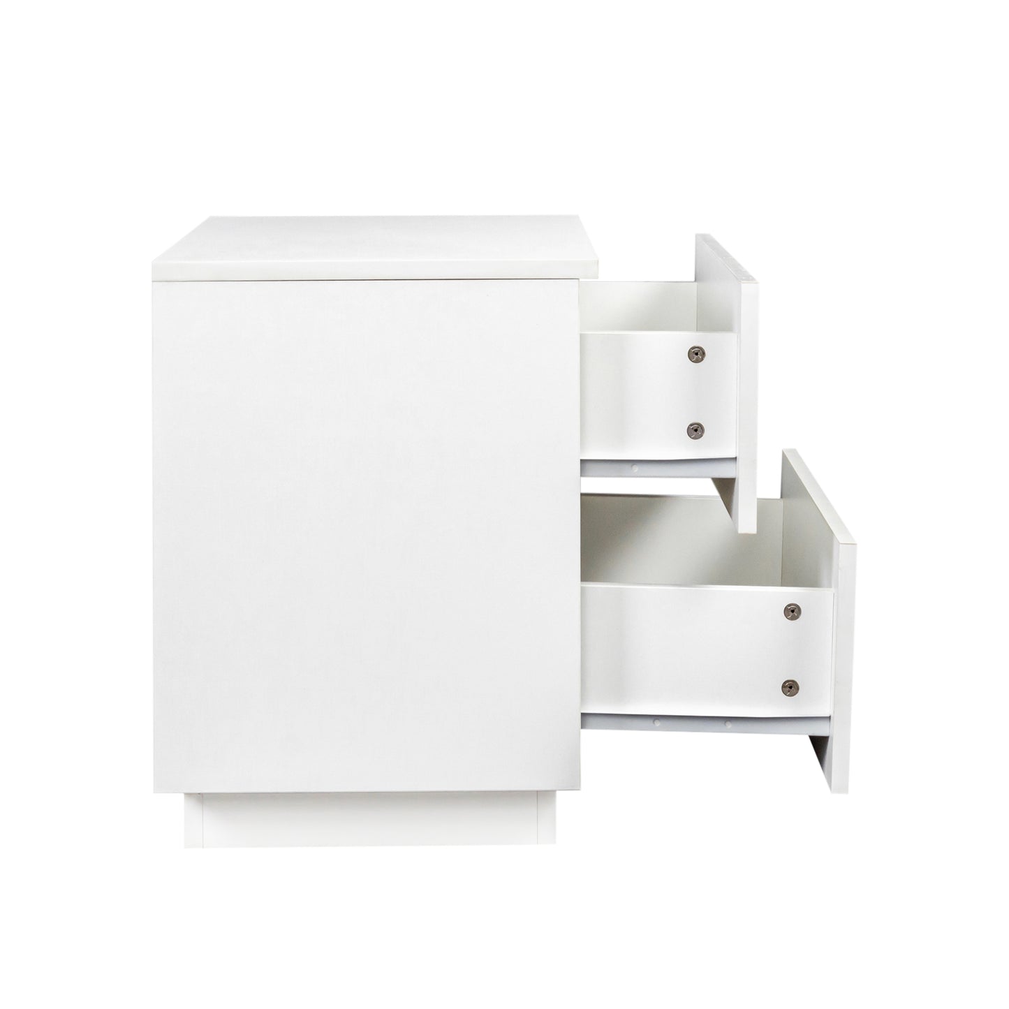 Contemporary White Nightstand with LED Lit Drawers