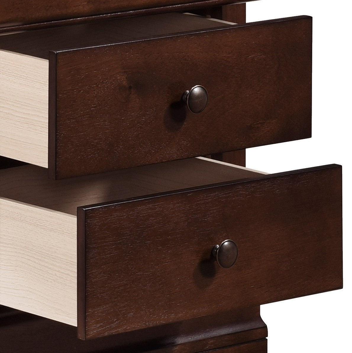 Louis Philippe Style 1pc Nightstand of Drawers Brown Cherry Finish Okume Veneer Bedroom Furniture