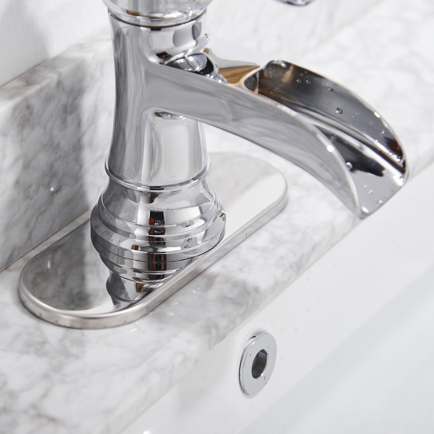 Elegant Chrome Waterfall Bathroom Faucet with Single Handle