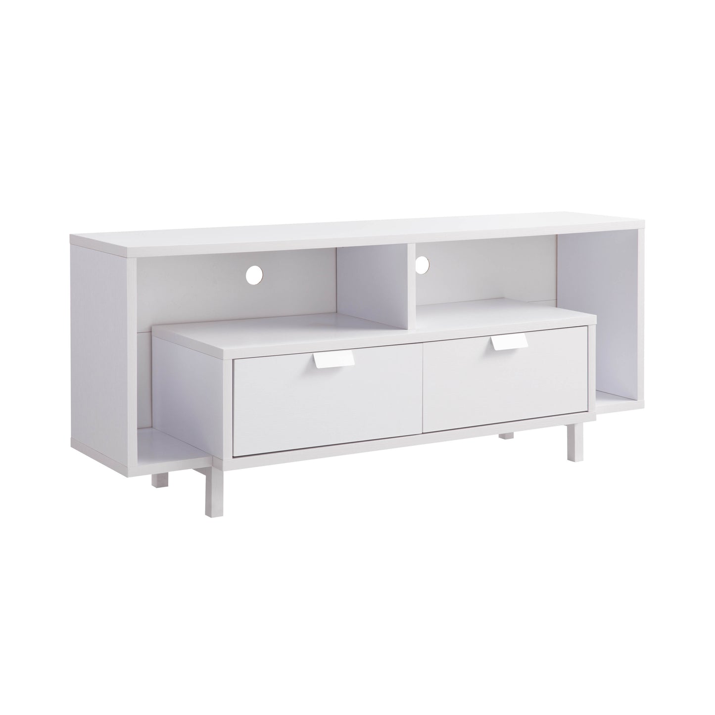 Stylish White TV Stand with Spacious Storage Options