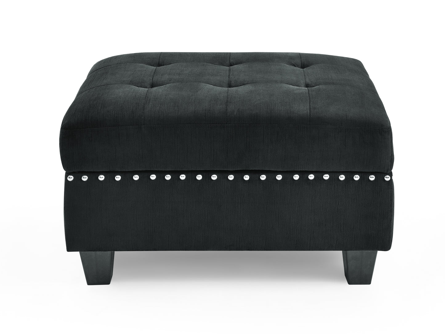 Customizable Black Velvet Modular Sectional Sofa with Bonus Storage and Copper Accents