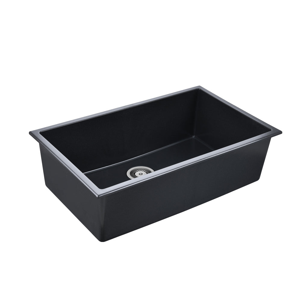 Single Basin Undermount Matte Black Quartz Kitchen Sink