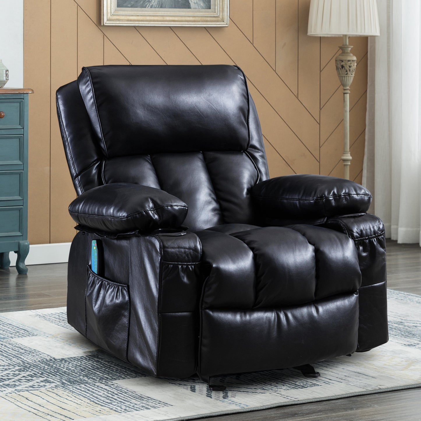 Massage Recliner Chair with Rocking Function, Heating, and Storage