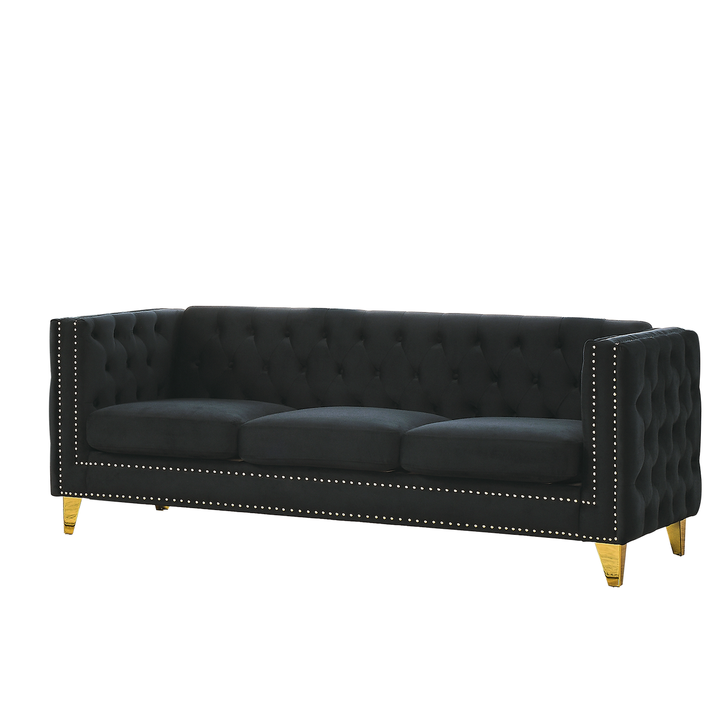 Black Velvet 3-Seater and 2-Seater Combination Sofa