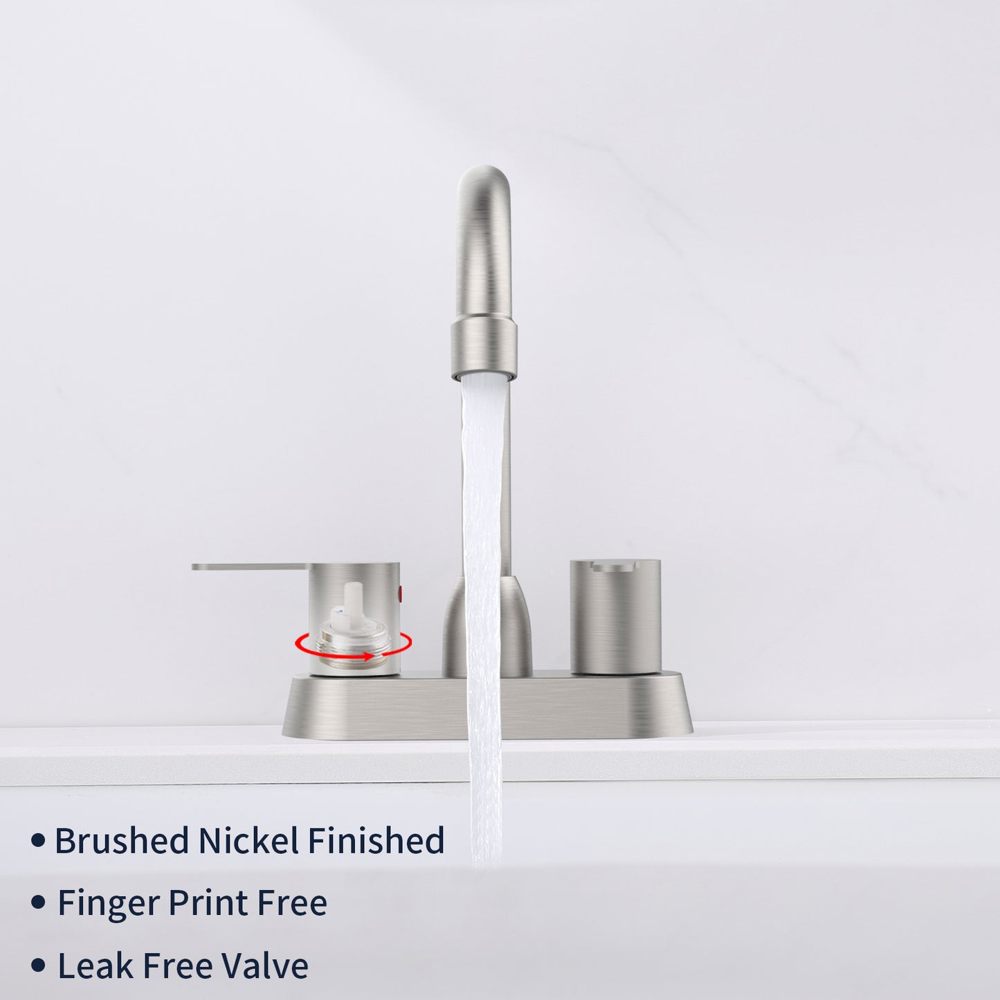 Modern Two-Handle Brushed Nickel Bathroom Sink Faucet for RV