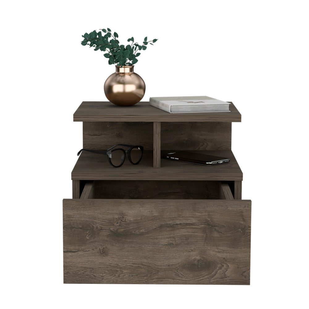 Floating Nightstand Flopini, One Drawer, Dark Walnut Finish