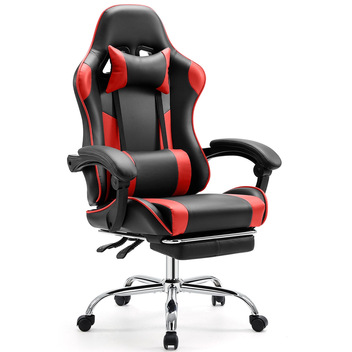 Video Game Desk Chair with Footrest – Ergonomic PU Leather Recliner