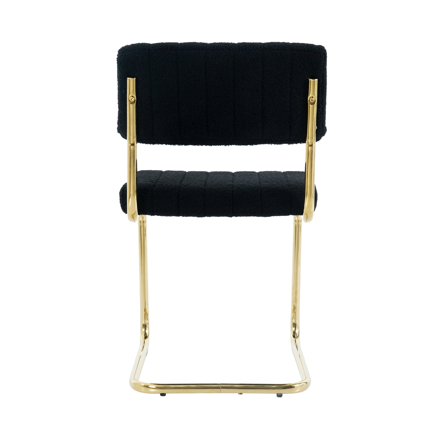 Modern simple light luxury dining Black chair home bedroom stool back dressing chair student desk chair gold metal legs(set of 2)