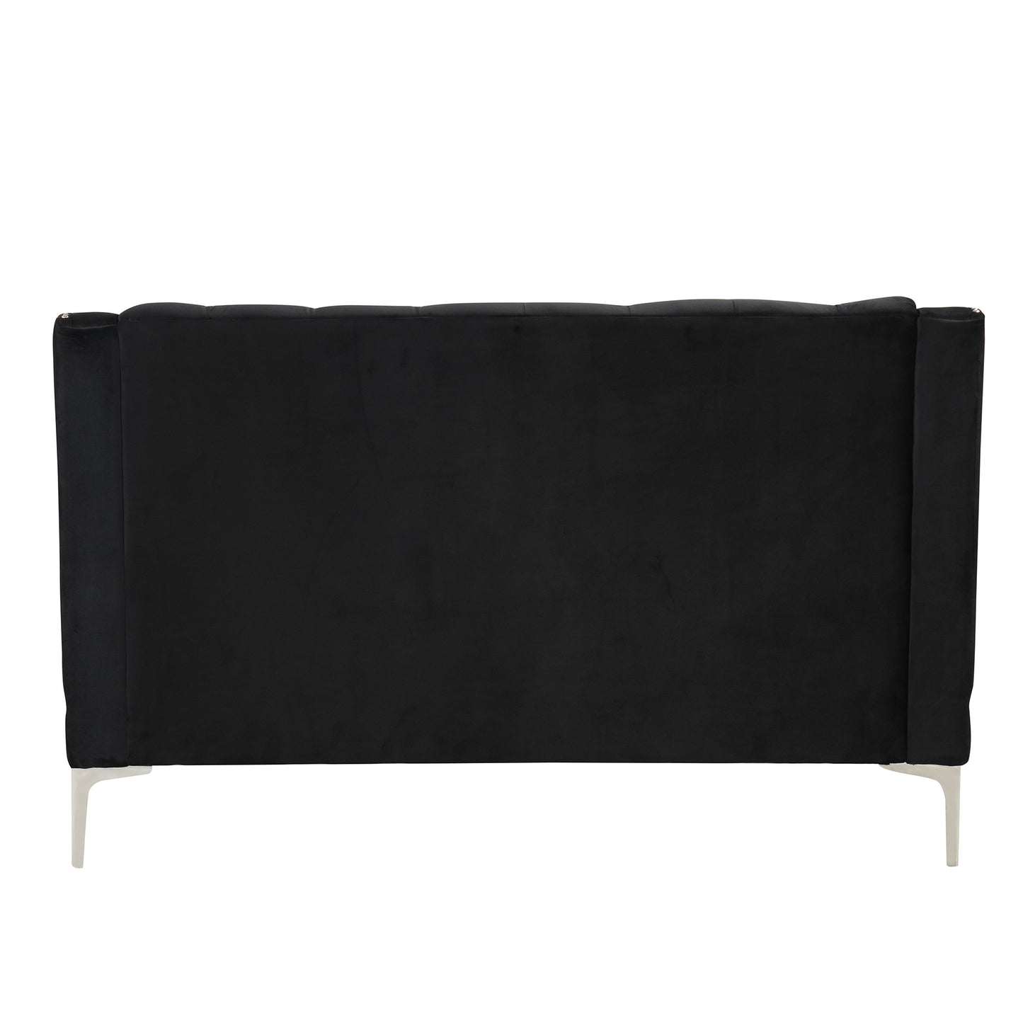 Button Tufted Modern Plush Upholstered Sofa with Metal Legs - Black, 55.5