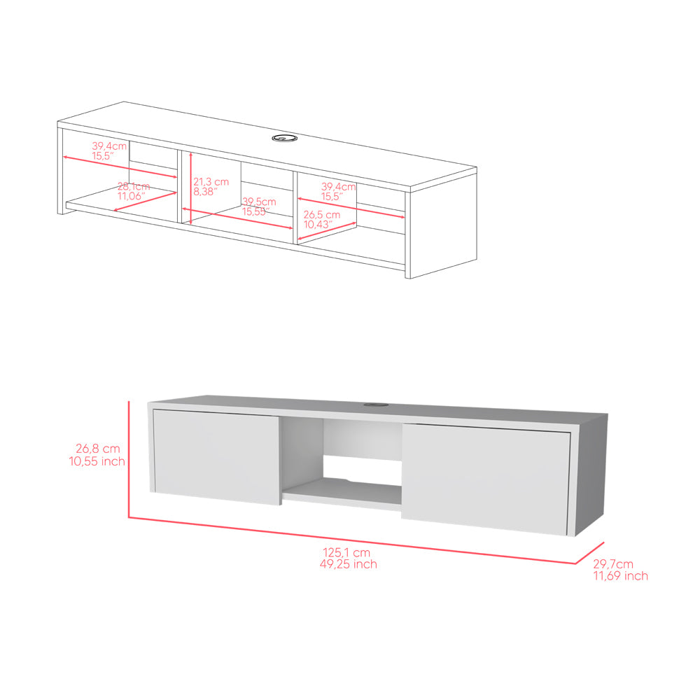 Elegant White TV Stand with Wall-Mount Design and Spacious Storage - Watson Series