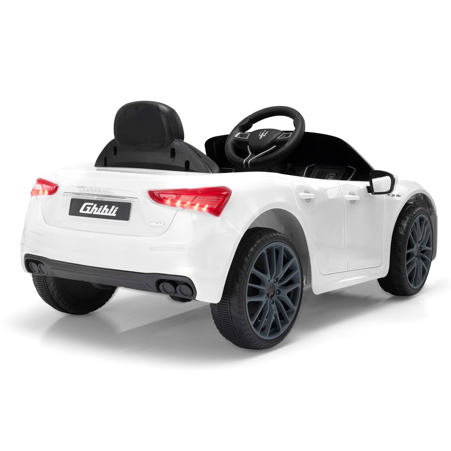 Maserati Ghibli-licensed 12V Kids Ride on Car with Remote Control, Music and Lights,White