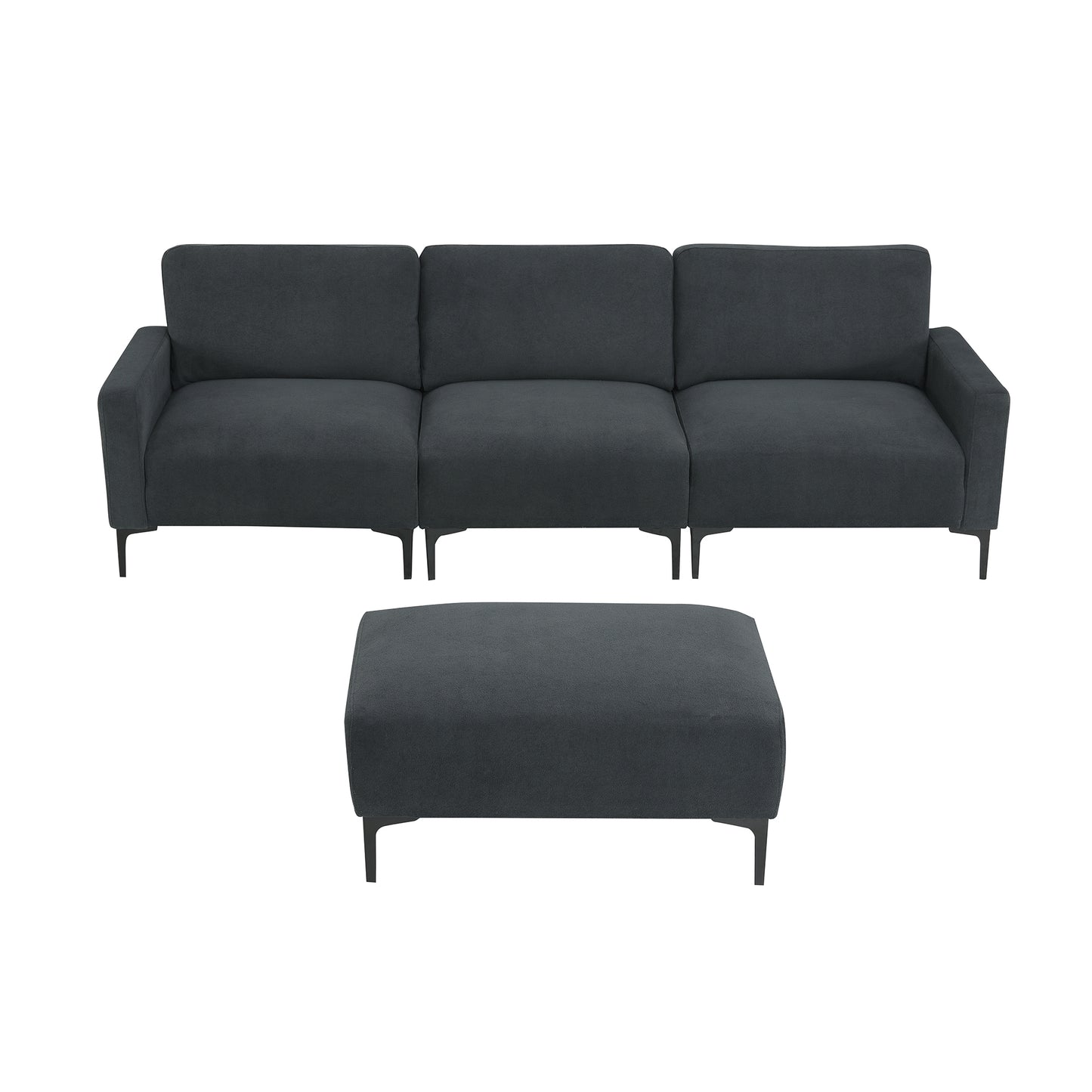 Modern L-shaped Sectional Sofa with Convertible Ottoman for Living Spaces