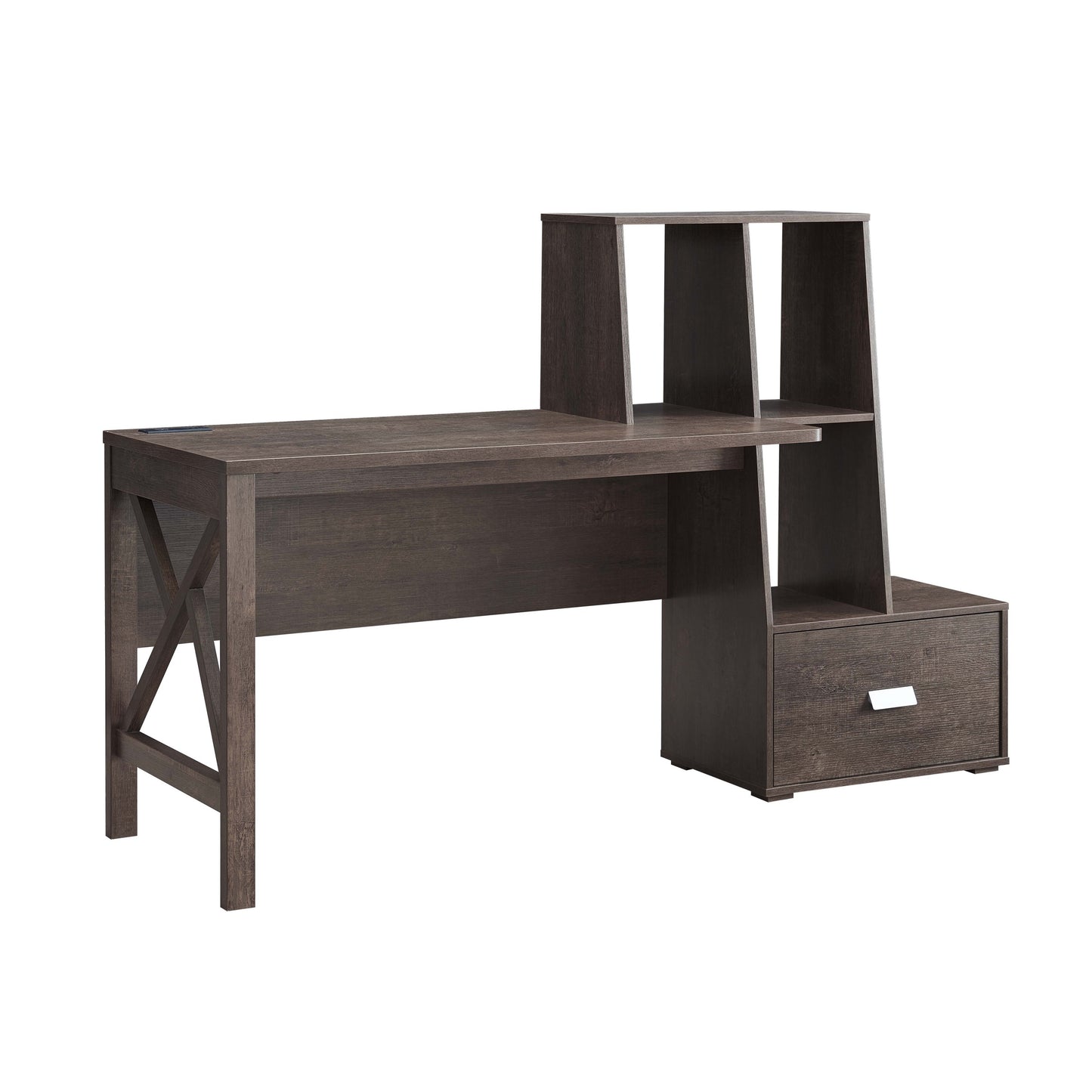 Walnut Oak Desk with Generous Storage and Display Area