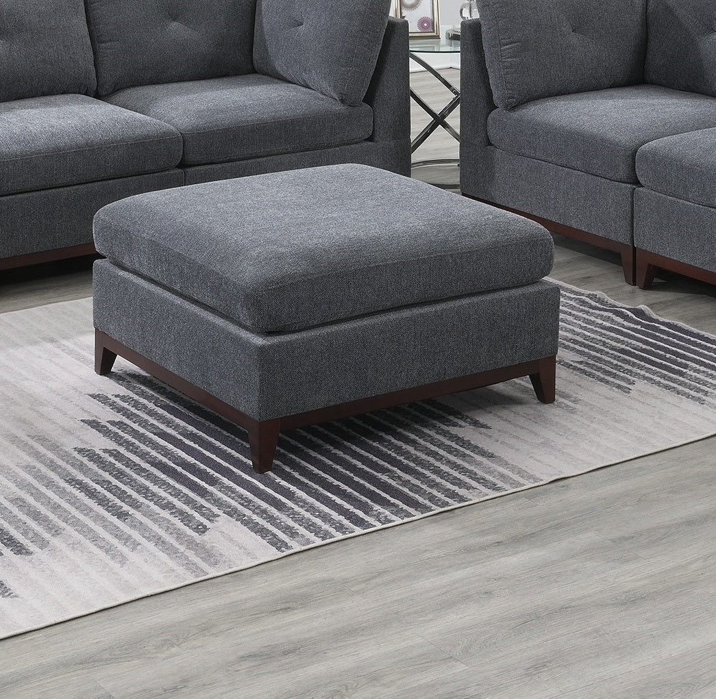 Versatile Ash Grey Chenille Fabric Modular Sofa Set - 6 Piece Contemporary Living Room Furniture