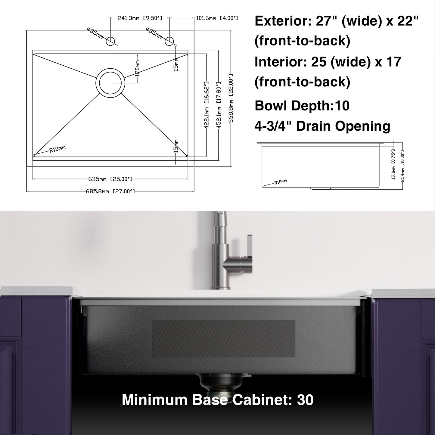 Gunmetal Black Stainless Steel Single Bowl Kitchen Sink with Faucet and Accessories