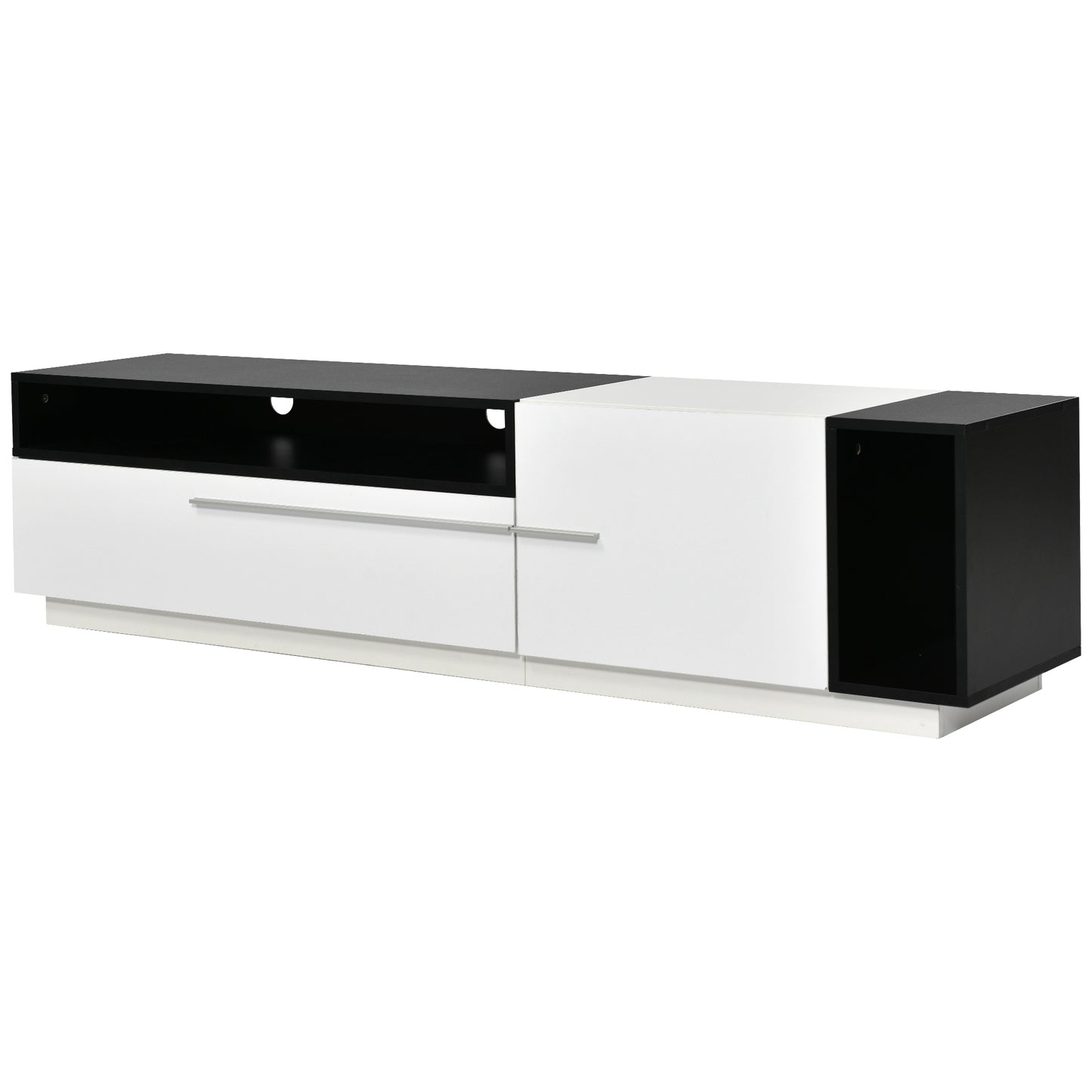 White Modern TV Stand with Two-Tone Design and Spacious Storage for TVs Up to 70