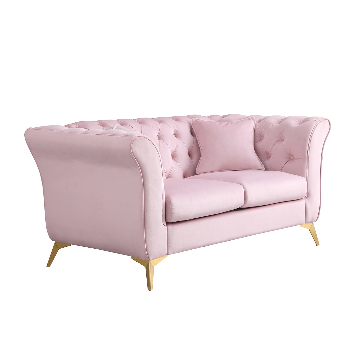 Chesterfield sofa ,Stanford sofa ,  high quality Chesterfield sofa ,Pink color , tufted and wrinkled fabric  sofa;contemporary Stanford sofa .loverseater; tufted sofa with scroll  arm and scroll back