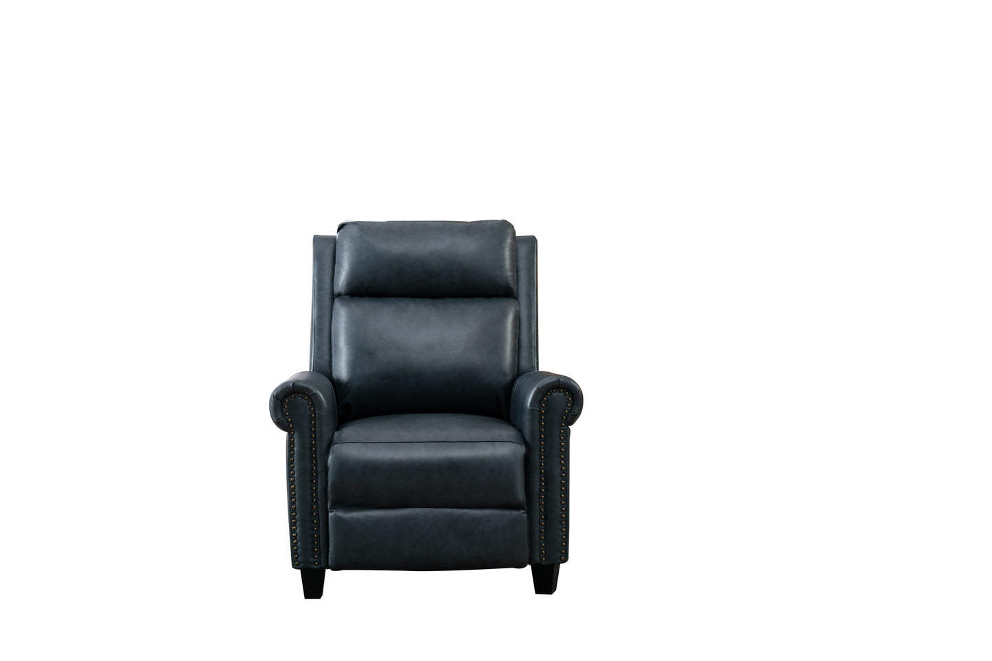 Luxurious Navy Genuine Leather Manual Recliner