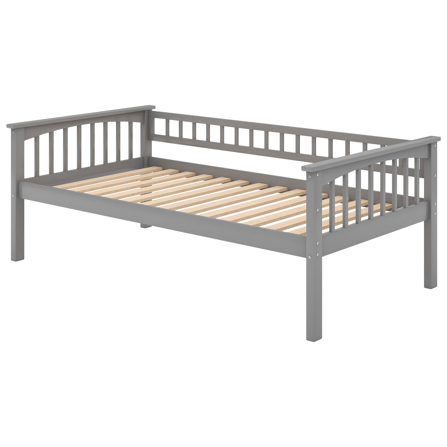 Gray Wood Convertible Bunk Bed with Twin-Over-Twin Beds and Drawers