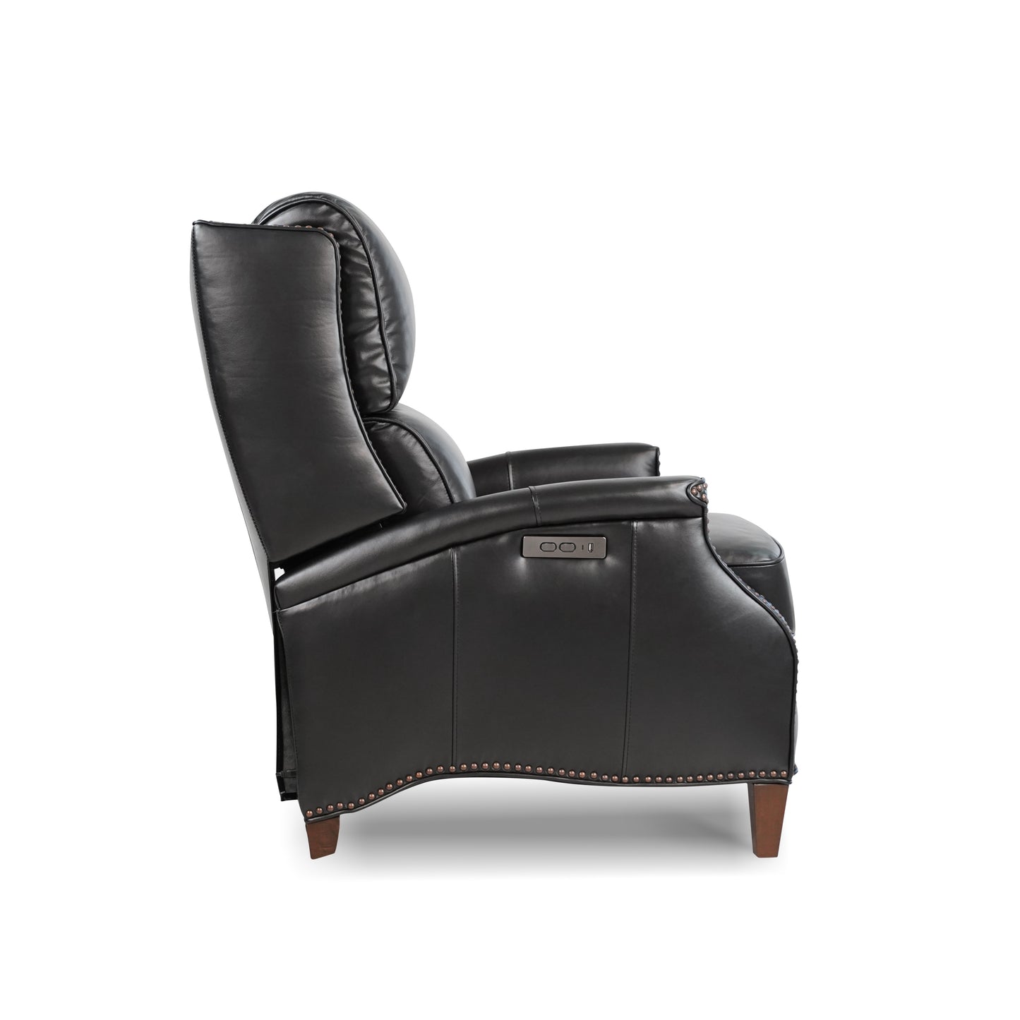 Elegant Genuine Leather Power Recliner with Adjustable Headrest, Removable Cushion, and Extendable Footboard