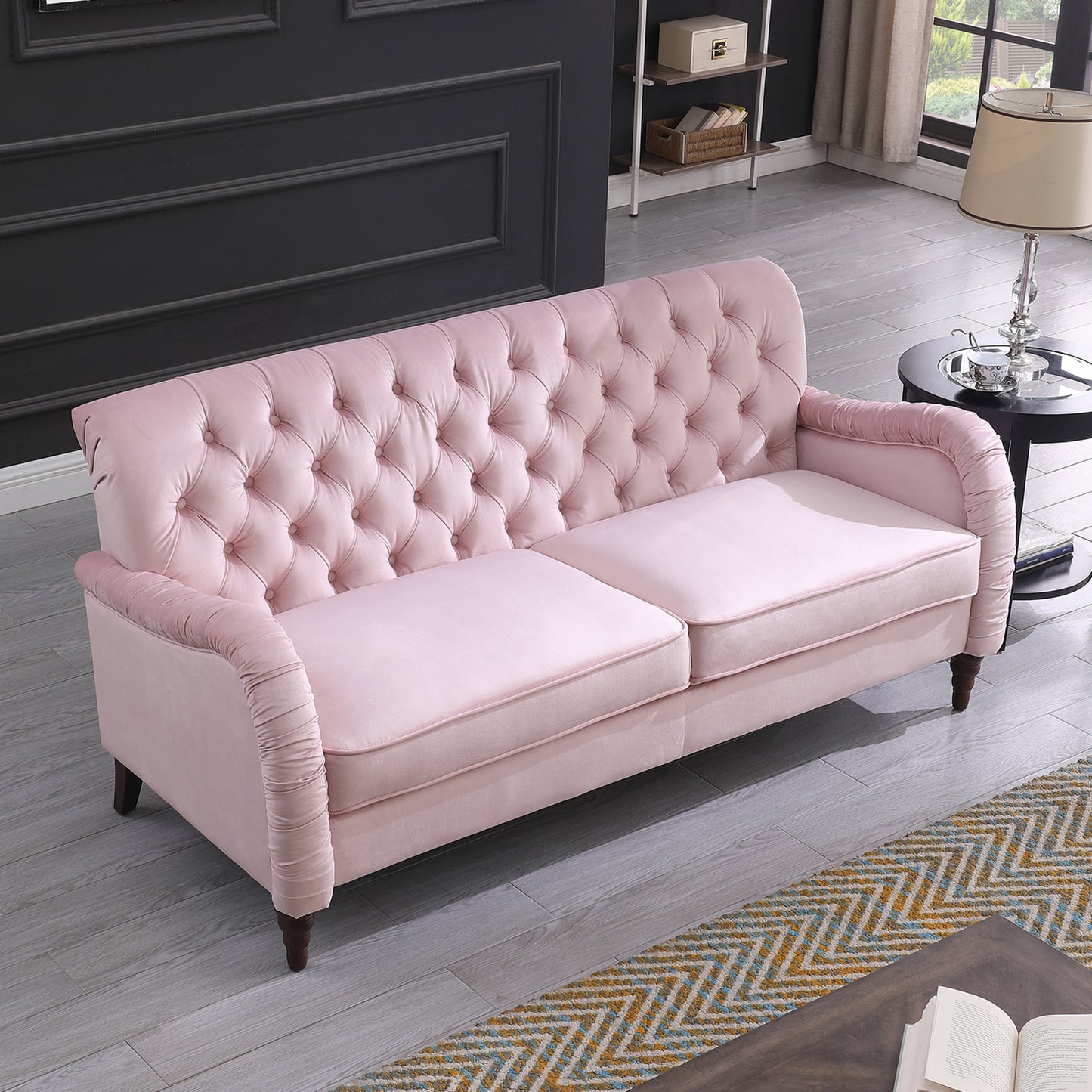 Chesterfield sofa ;3 seater ,modern sofa,Pink color