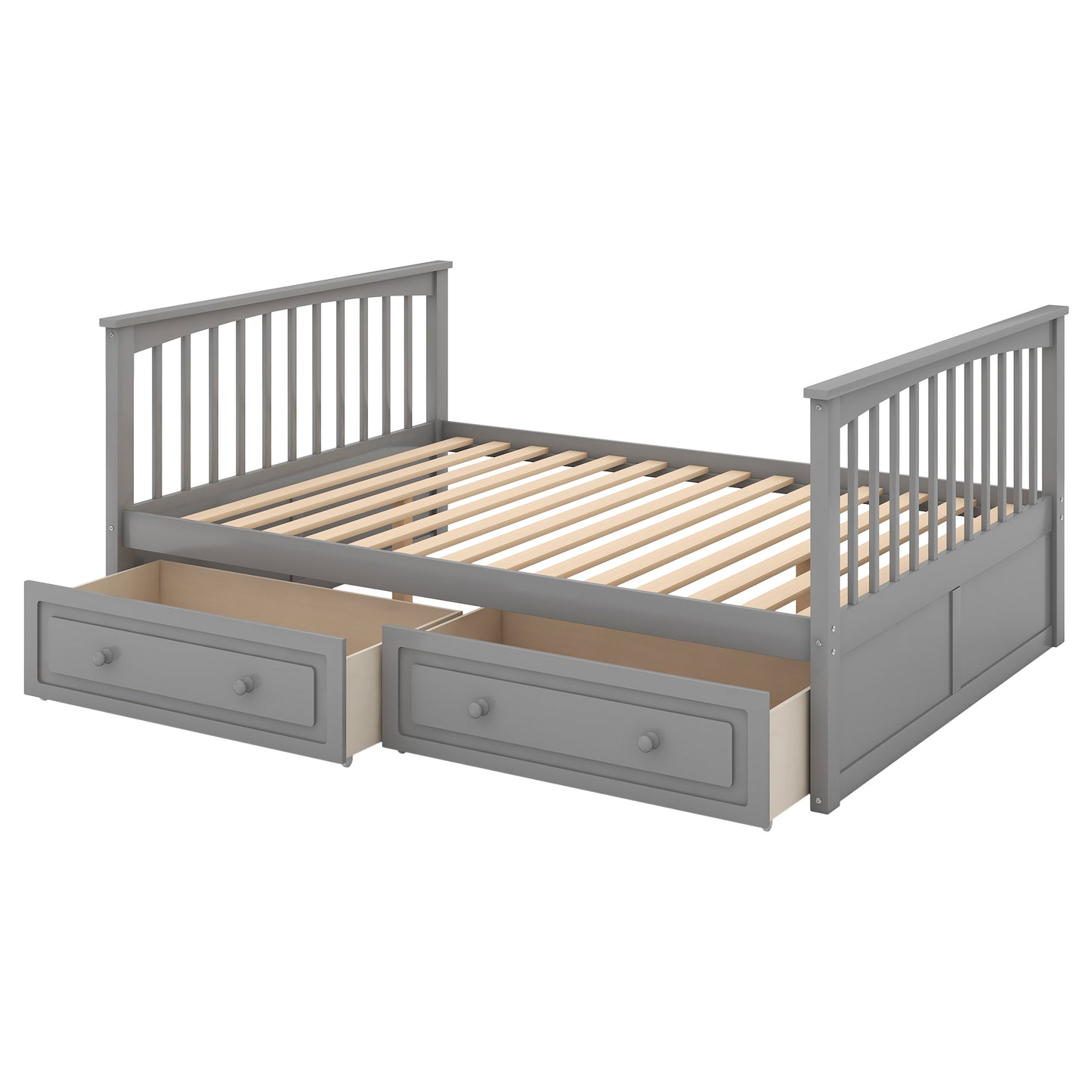 Gray Twin over Twin Bunk Bed with Convertible Drawers