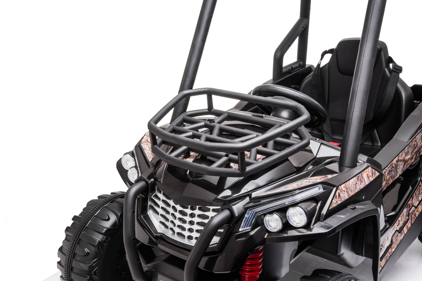 24V Black Electric Kid Ride On Car with Remote Control and LED Headlights