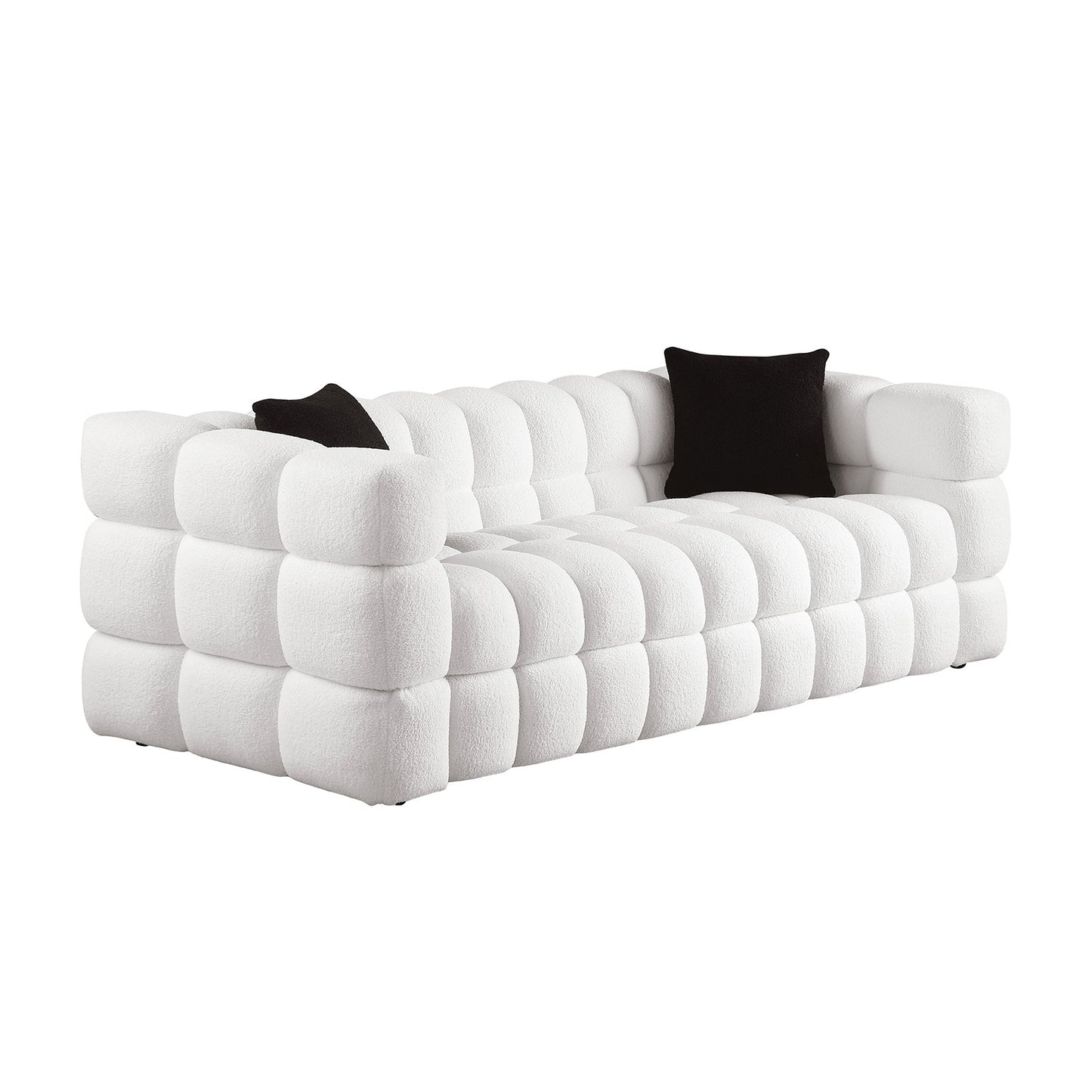 84.3 3-Seater White Boucle Marshmallow Sofa for Ultimate Comfort